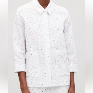COS White Textured Jacket with paint Speckled Design size M ( EU 42)